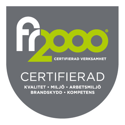 FR2000 Certifierad verksamhet - Kvalité, Miljö, Arbetsmiljö, Brandskydd, Kompetens